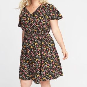 Old Navy Black Floral Midi Dress